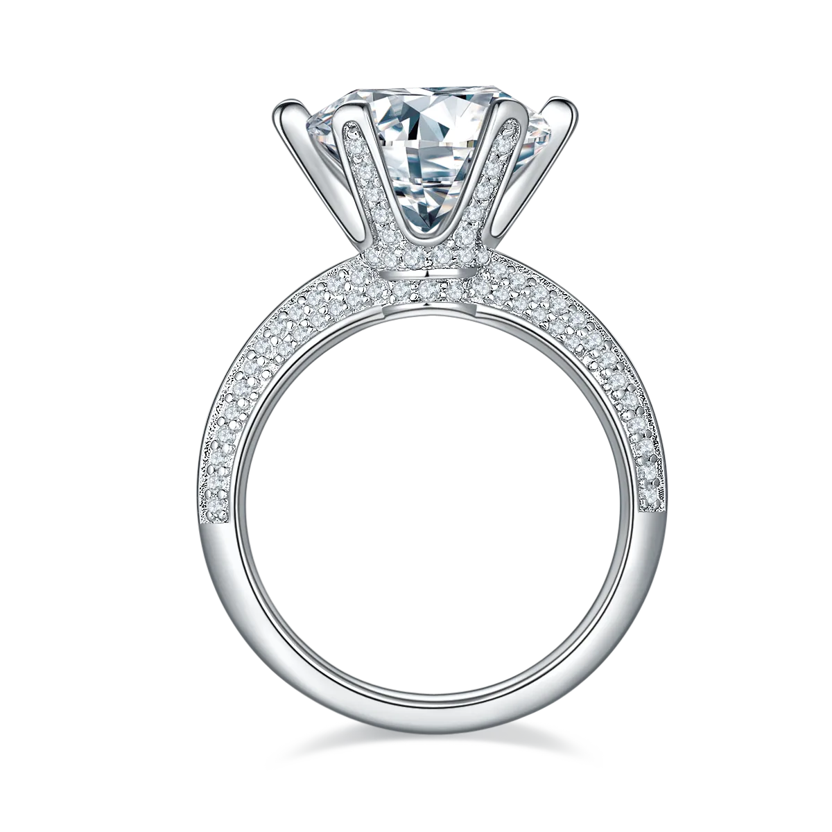Half-Band S925 White-Gold-Plated Silver Moissanite Proposal Ring Women's Ring 5.0ct D