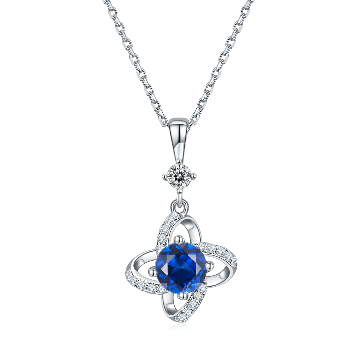JS010 Large S925 White-Gold-Plated Silver Moissanite Red Blue Green Necklace Earrings Jewelry Set 1.0ct