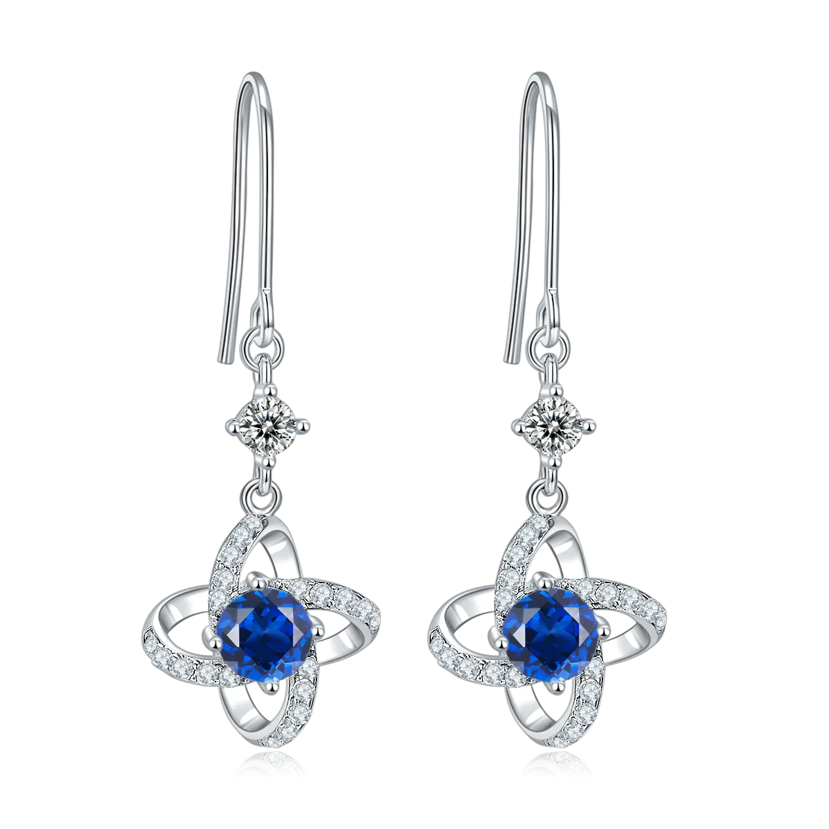 JS010 Large S925 White-Gold-Plated Silver Moissanite Red Blue Green Necklace Earrings Jewelry Set 1.0ct
