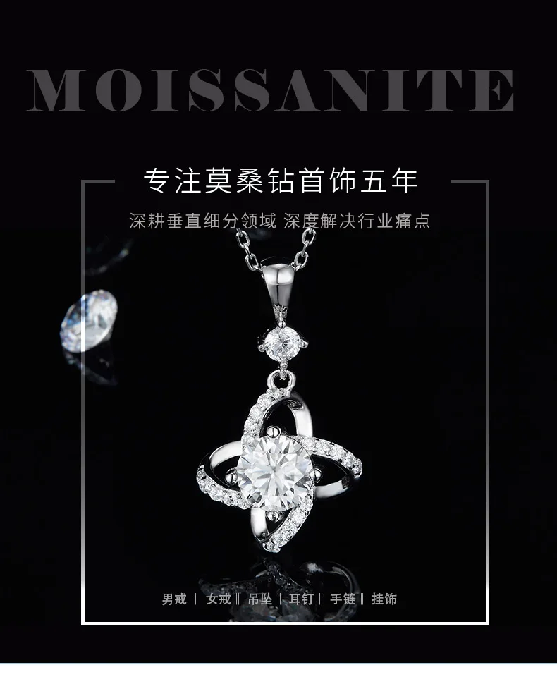 JS010 Large S925 White-Gold-Plated Silver Moissanite Red Blue Green Necklace Ear