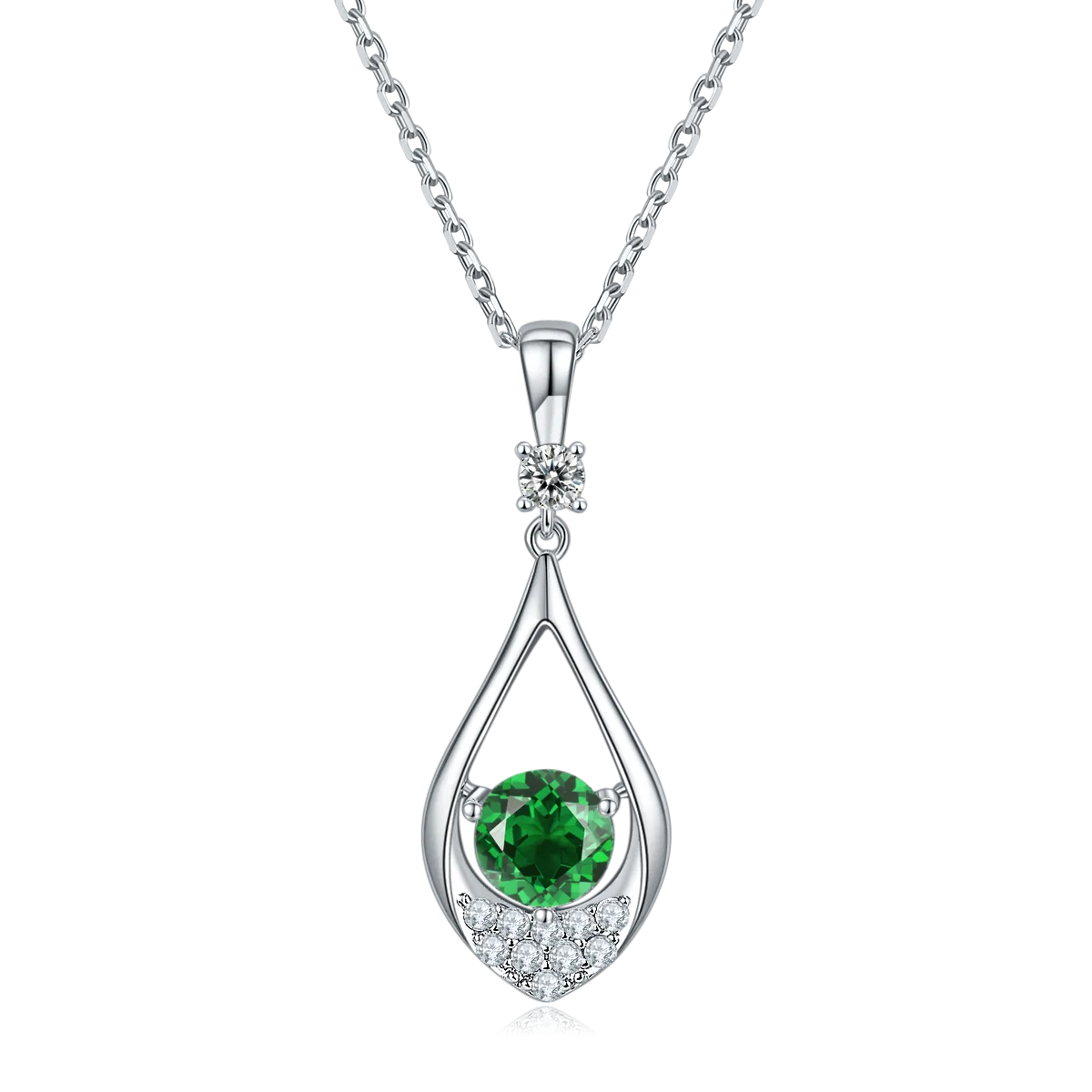 JS02S Bead S925 White-Gold-Plated Silver Moissanite Red Blue Green Necklace Earrings Jewelry Set 1.0ct