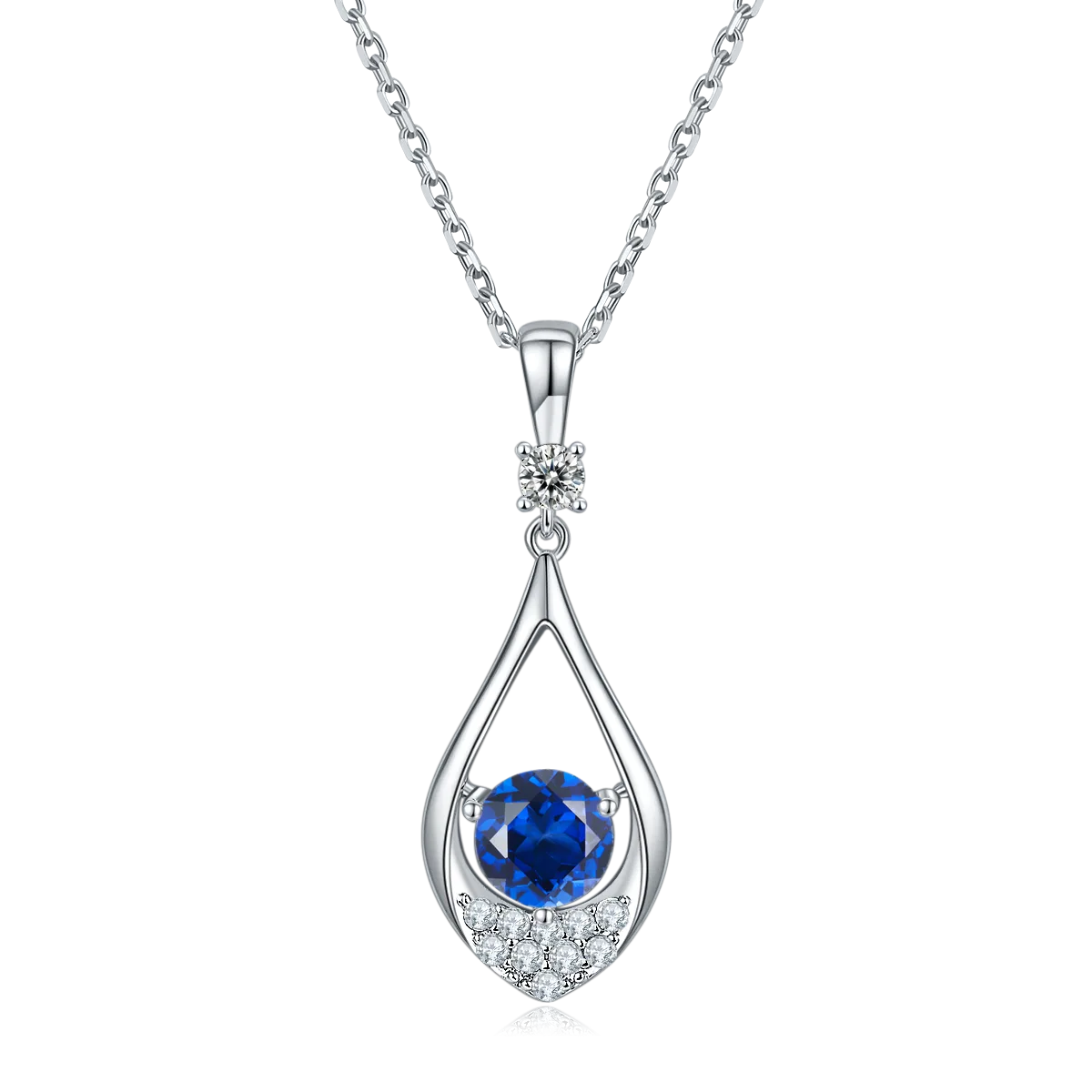 JS02S Bead S925 White-Gold-Plated Silver Moissanite Red Blue Green Necklace Earrings Jewelry Set 1.0ct