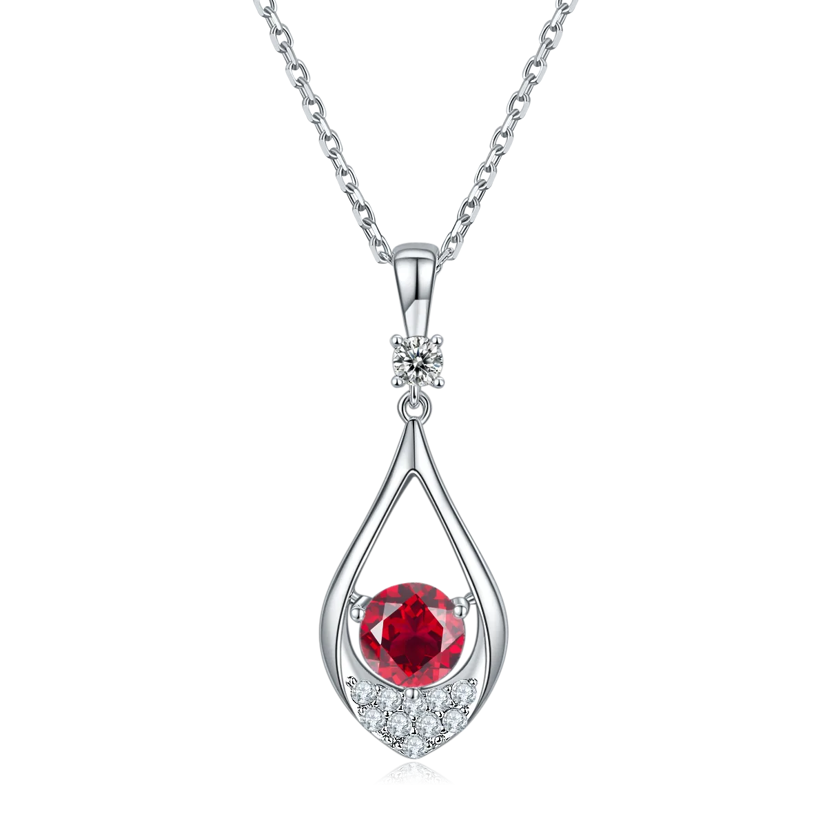 JS02S Bead S925 White-Gold-Plated Silver Moissanite Red Blue Green Necklace Earrings Jewelry Set 1.0ct