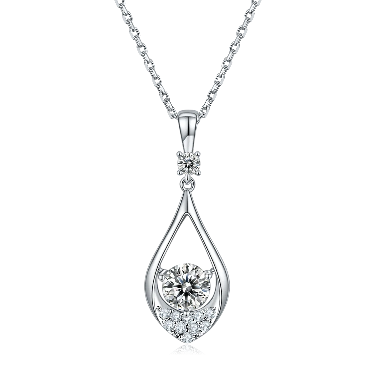 JS02S Bead S925 White-Gold-Plated Silver Moissanite Red Blue Green Necklace Earrings Jewelry Set 1.0ct