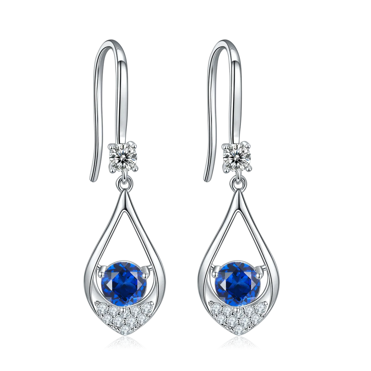 JS02S Bead S925 White-Gold-Plated Silver Moissanite Red Blue Green Necklace Earrings Jewelry Set 1.0ct