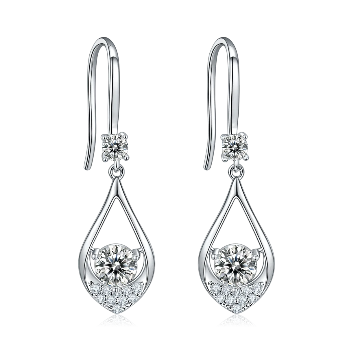 JS02S Bead S925 White-Gold-Plated Silver Moissanite Red Blue Green Necklace Earrings Jewelry Set 1.0ct