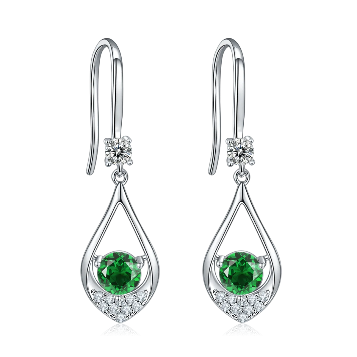 JS02S Bead S925 White-Gold-Plated Silver Moissanite Red Blue Green Necklace Earrings Jewelry Set 1.0ct