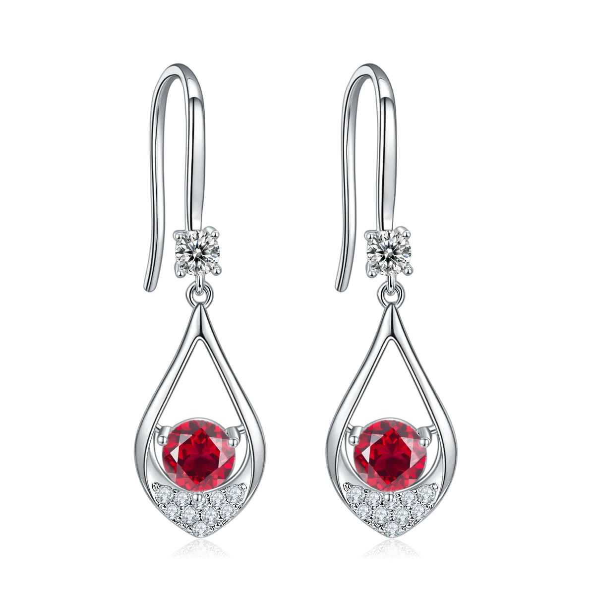 JS02S Bead S925 White-Gold-Plated Silver Moissanite Red Blue Green Necklace Earrings Jewelry Set 1.0ct
