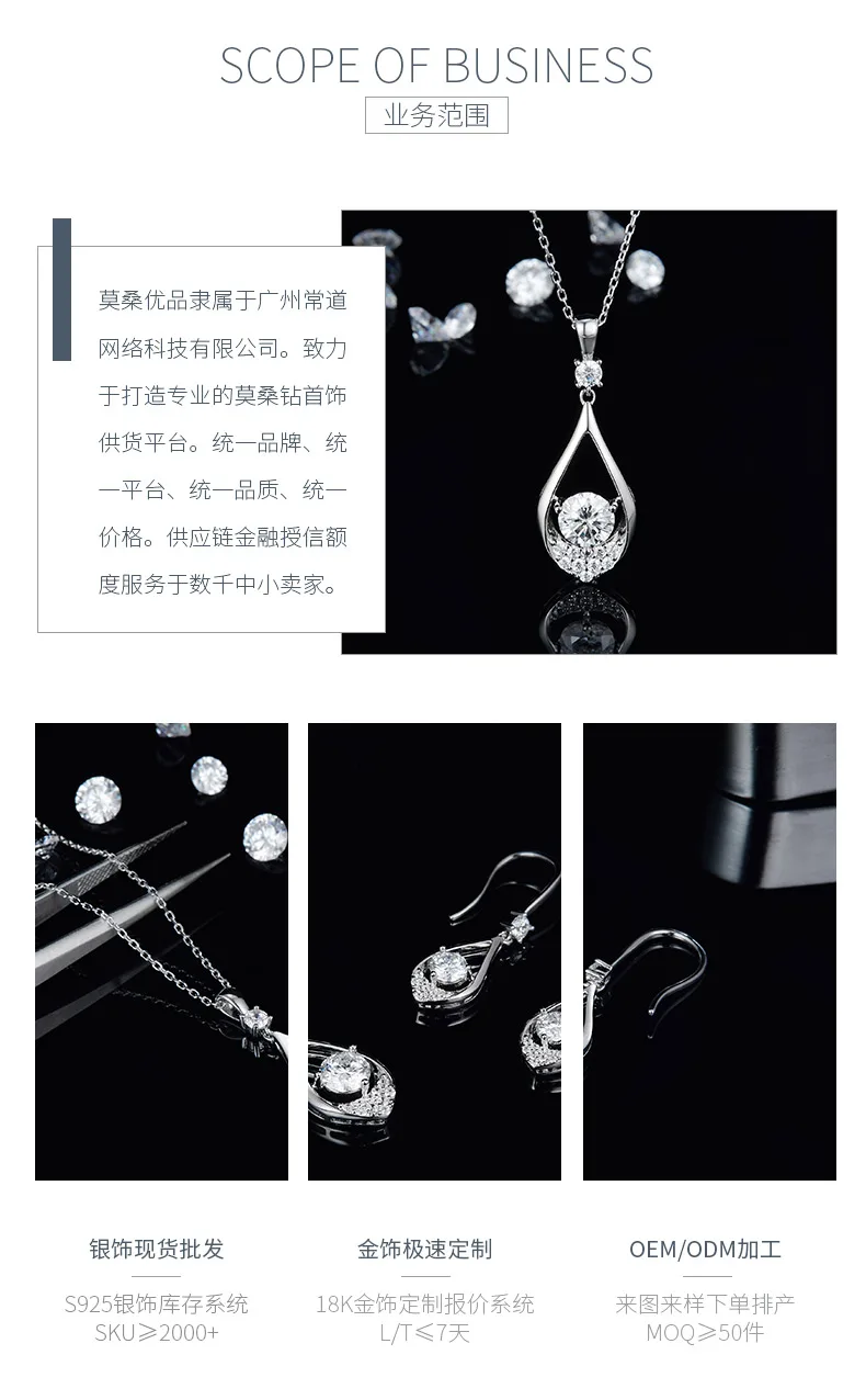 JS02S Bead S925 White-Gold-Plated Silver Moissanite Red Blue Green Necklace Earr
