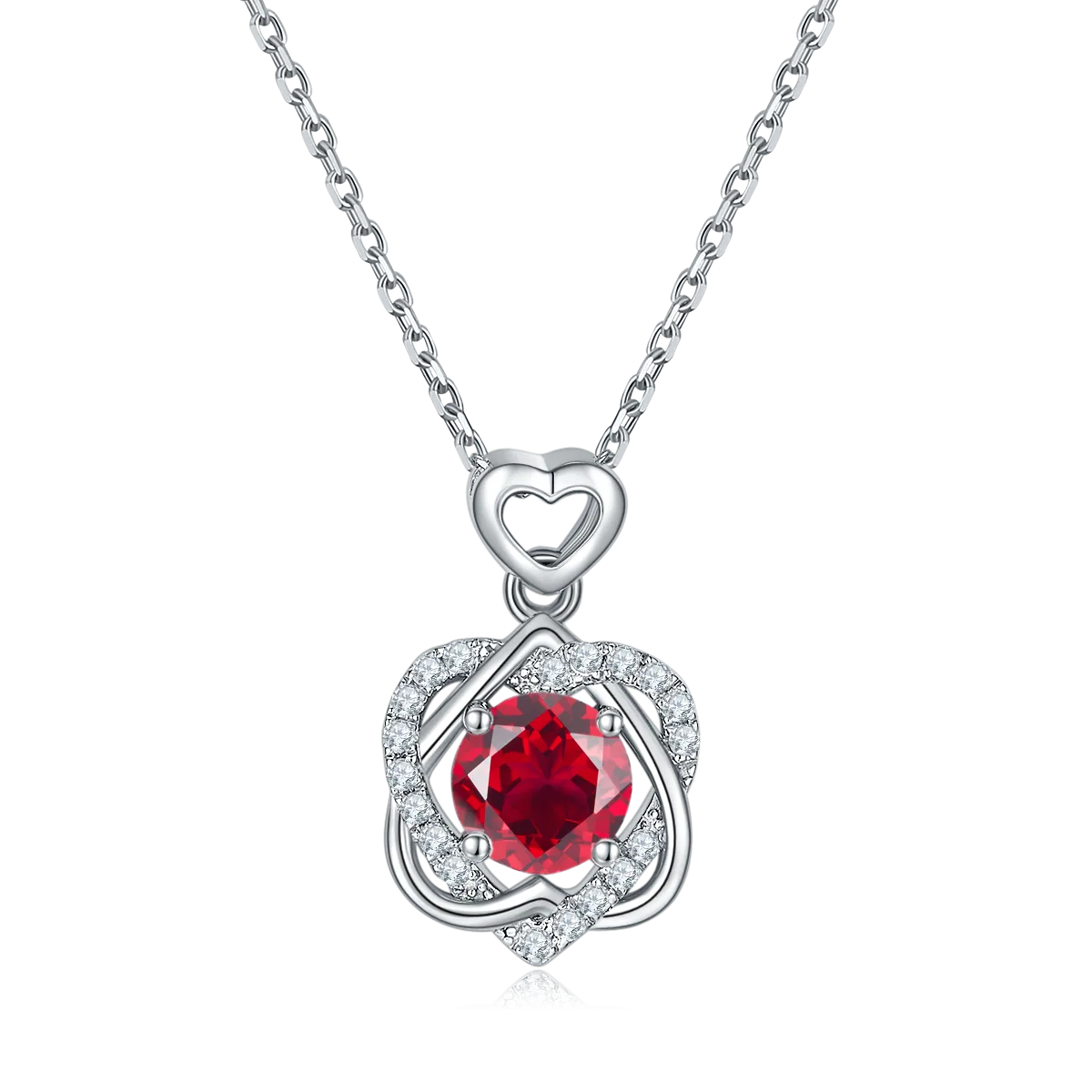 JS050 S925 White-Gold-Plated Silver Moissanite Red Blue Green Necklace 1.0ct