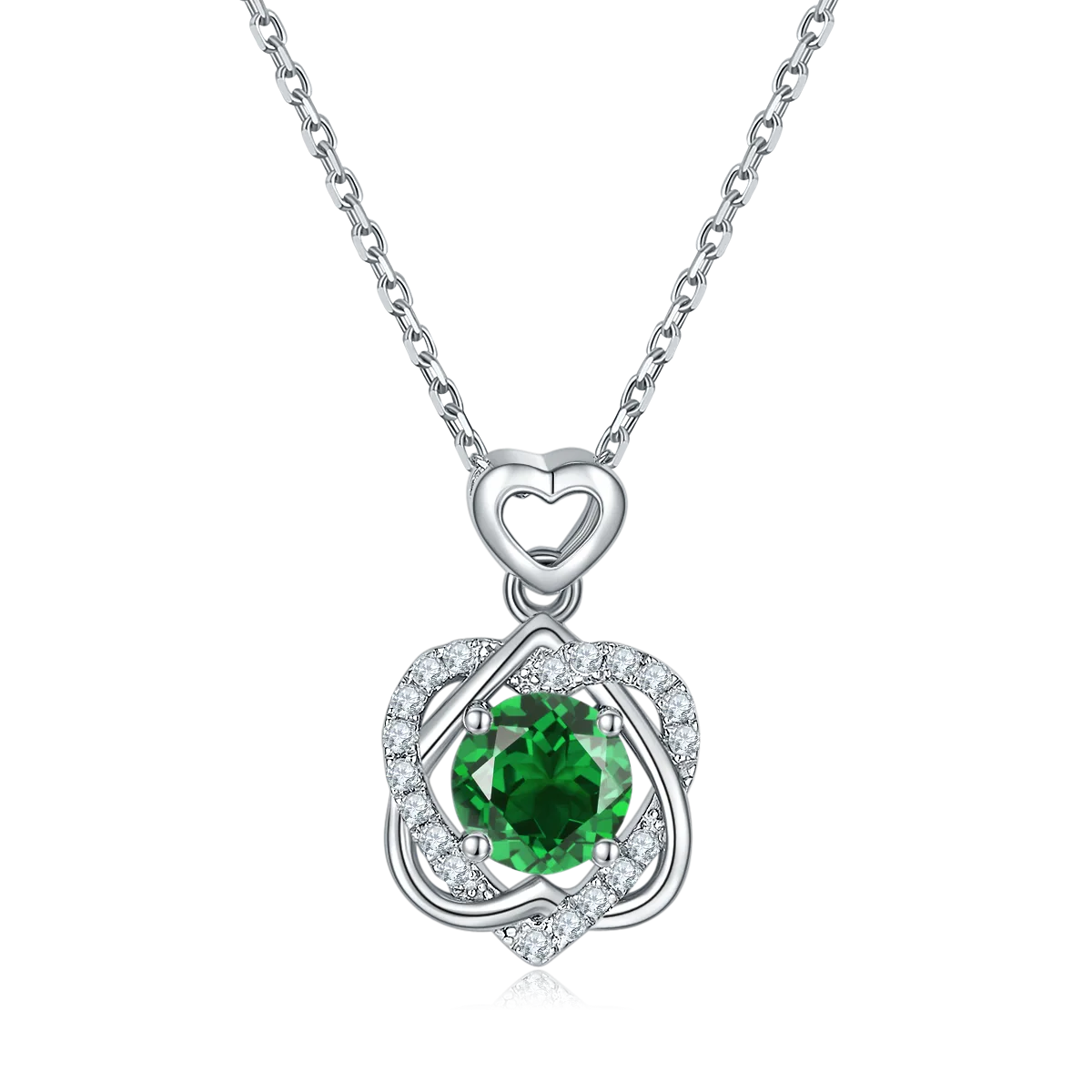 JS050 S925 White-Gold-Plated Silver Moissanite Red Blue Green Necklace 1.0ct