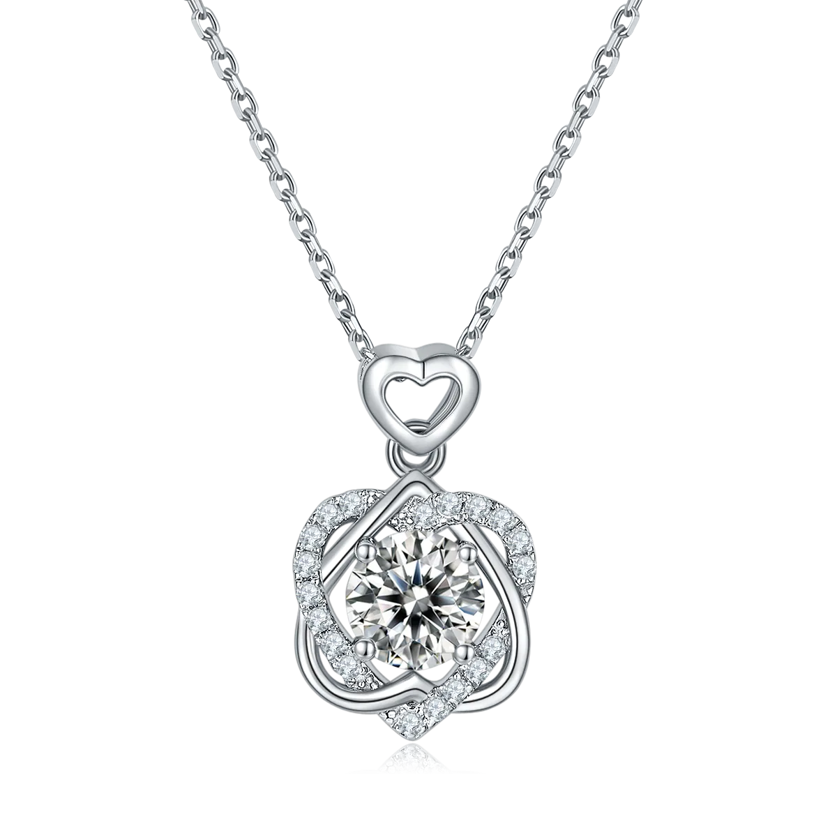 JS050 S925 White-Gold-Plated Silver Moissanite Red Blue Green Necklace 1.0ct