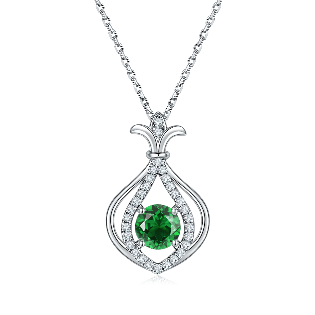 JS060 Small S925 White-Gold-Plated Silver Moissanite Red Blue Green Necklace 1.0ct