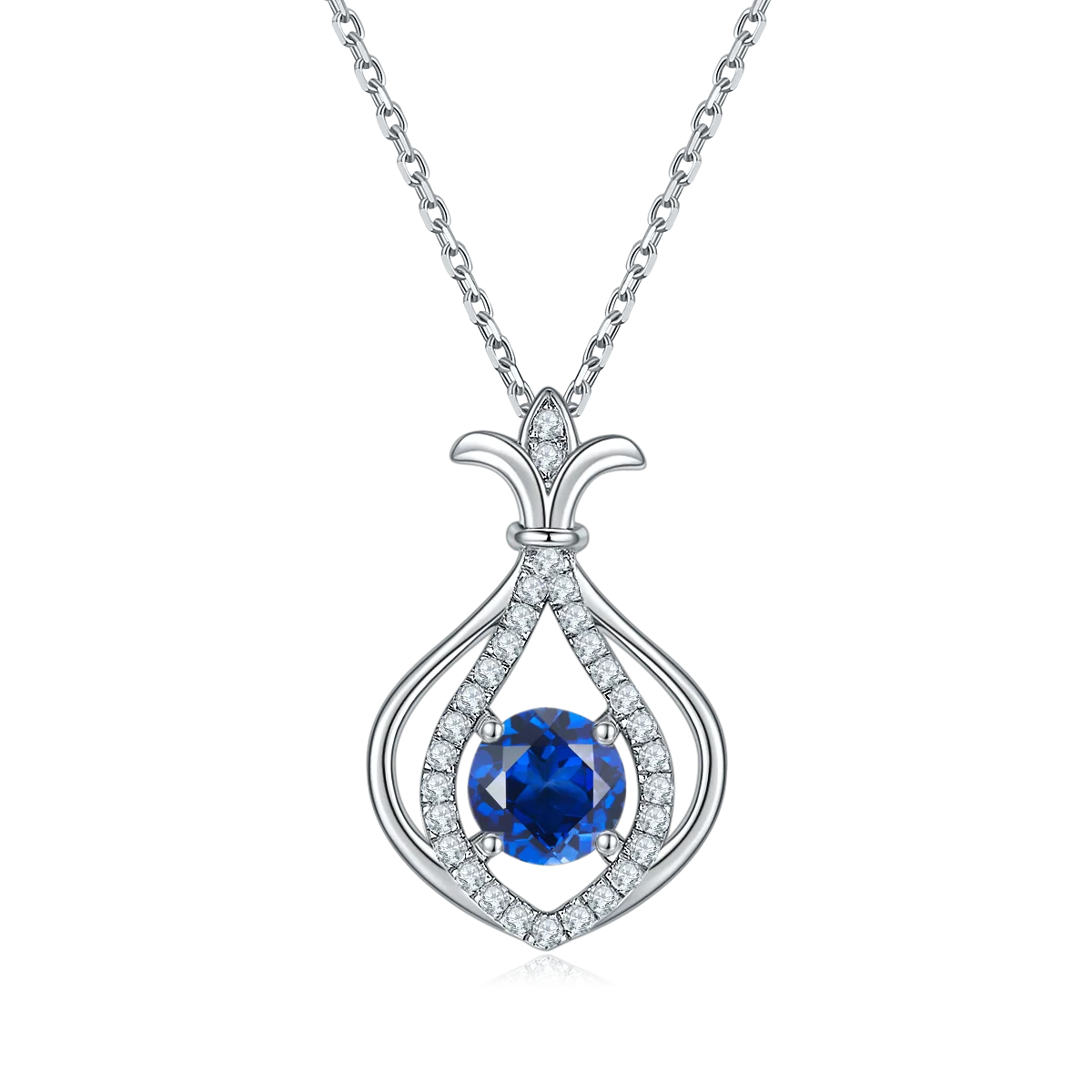 JS060 Small S925 White-Gold-Plated Silver Moissanite Red Blue Green Necklace 1.0ct