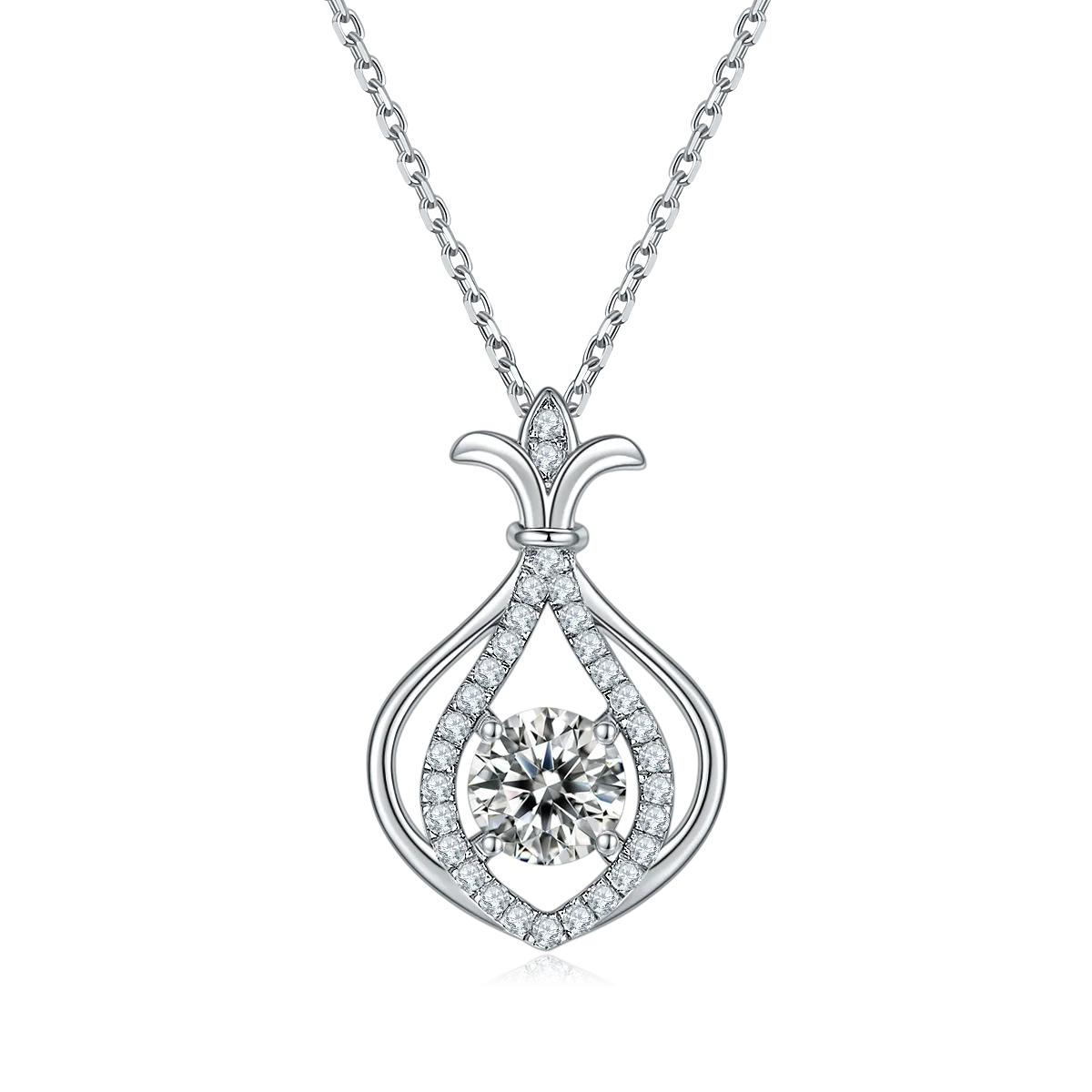 JS060 Small S925 White-Gold-Plated Silver Moissanite Red Blue Green Necklace 1.0ct