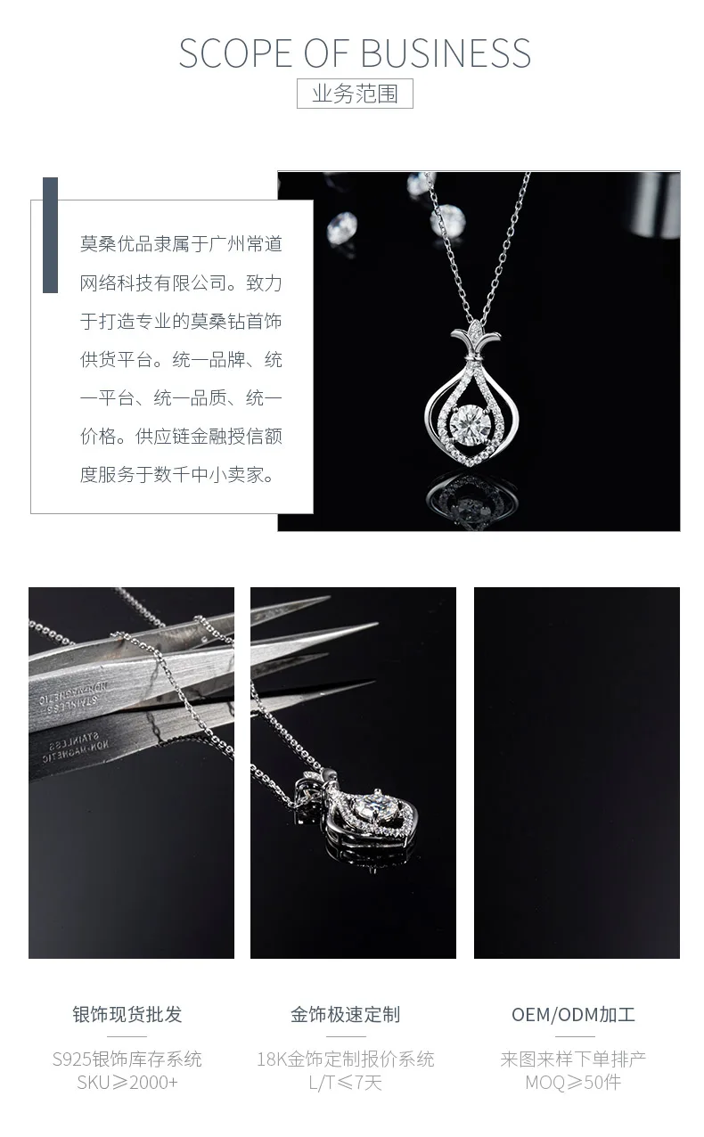 JS060 Small S925 White-Gold-Plated Silver Moissanite Red Blue Green Necklace 1.0