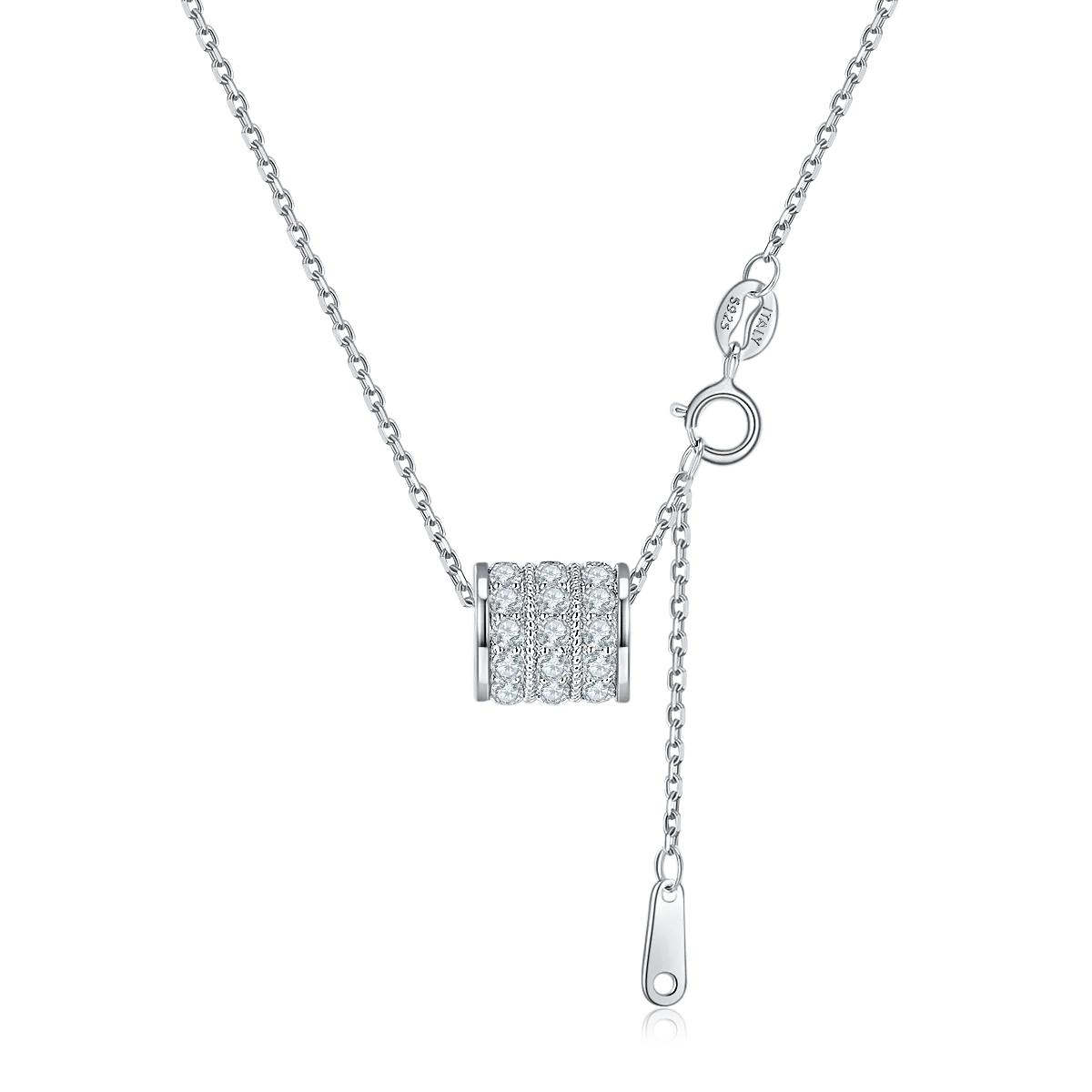 JS070 Small S925 White-Gold-Plated Silver Moissanite Necklace 1.38ct