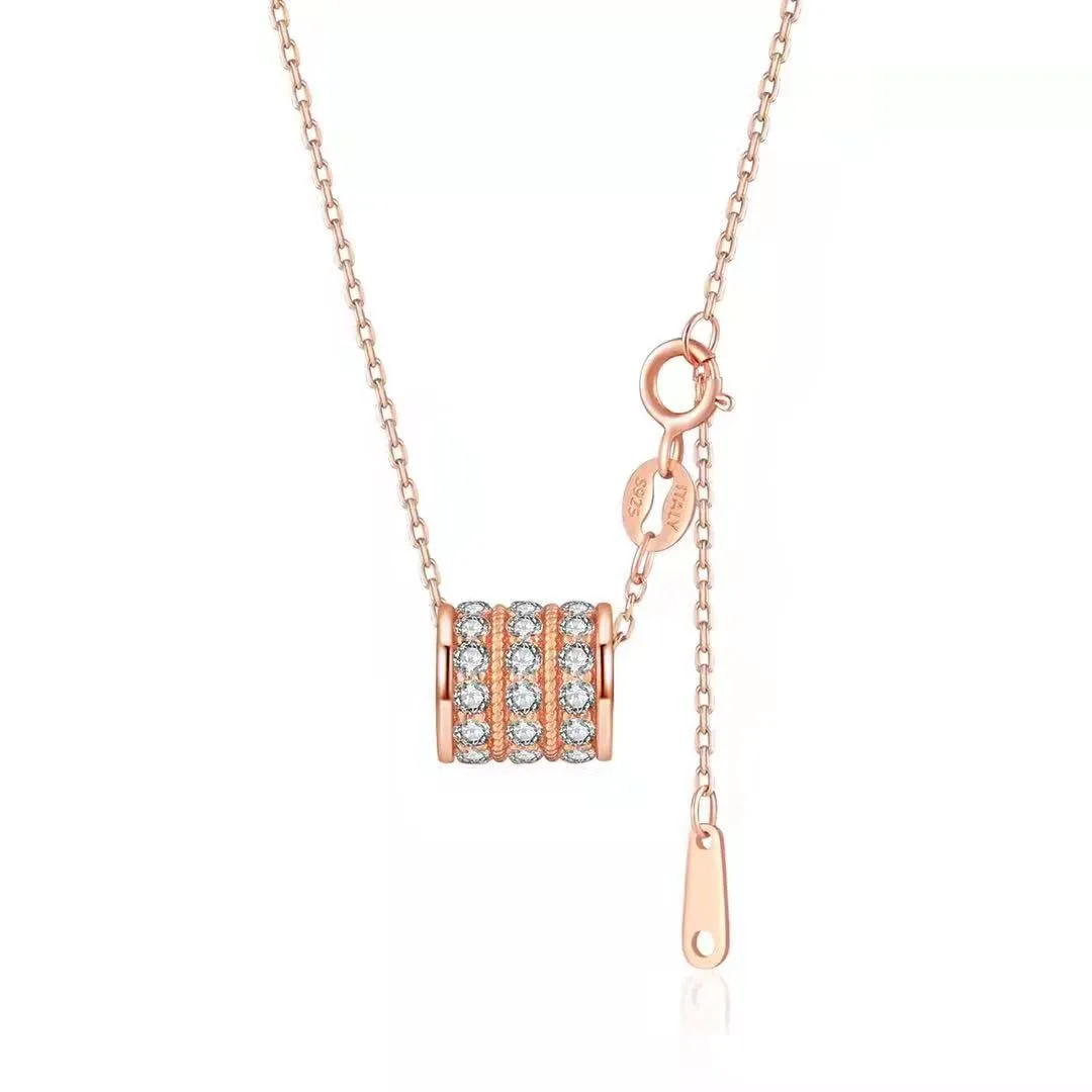 JS070 Small S925 White-Gold-Plated Silver Moissanite Necklace 1.38ct