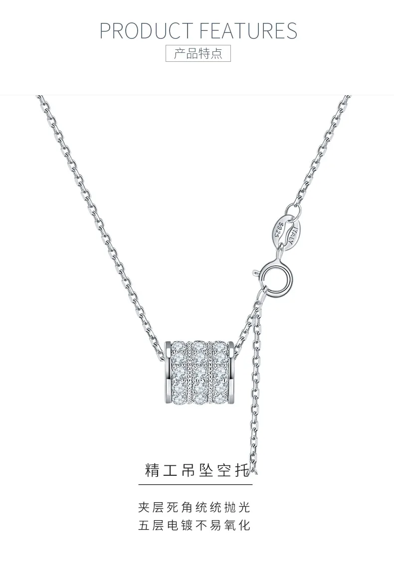 JS070 Small S925 White-Gold-Plated Silver Moissanite Necklace 1.38ct detail 4