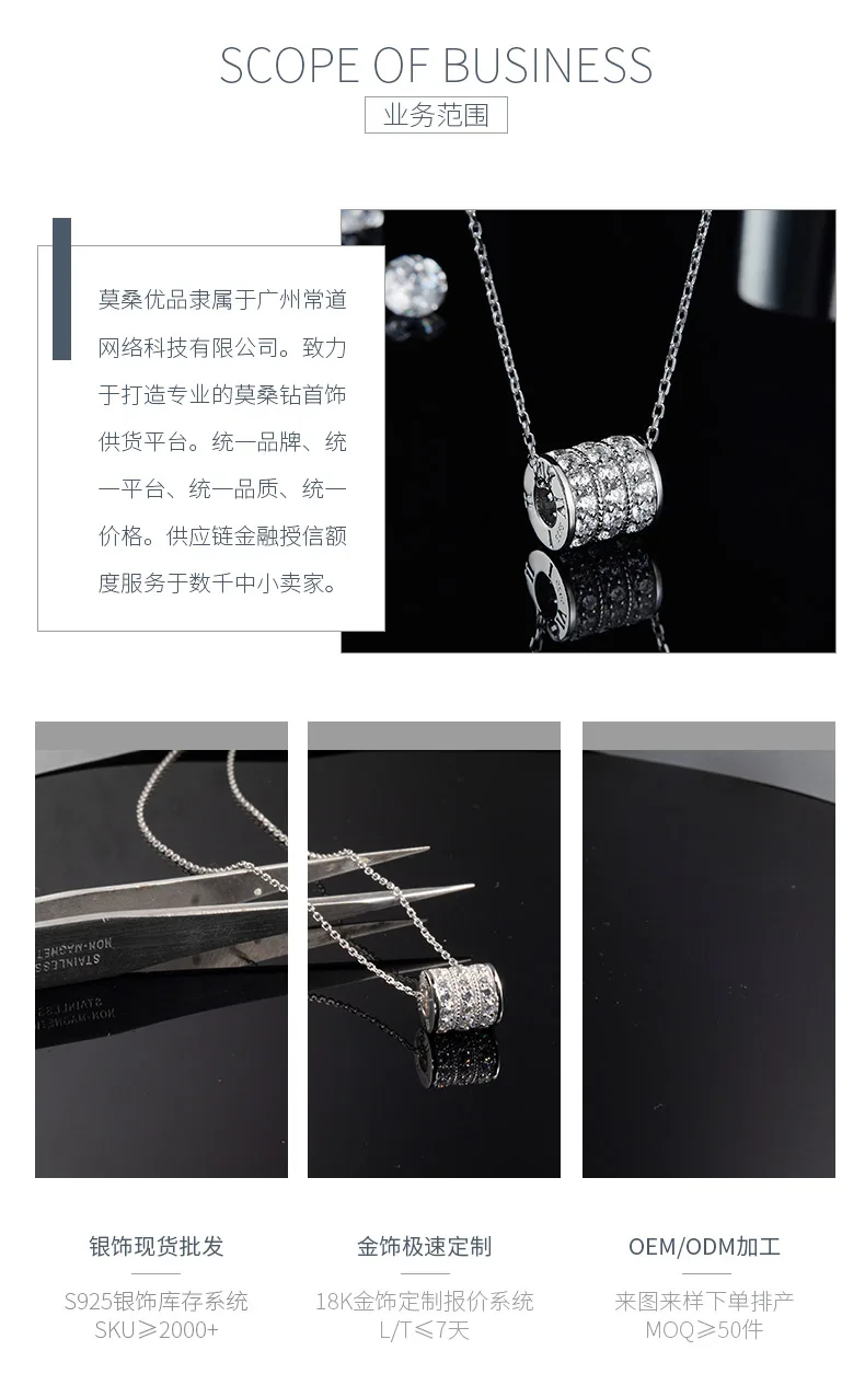 JS070 Small S925 White-Gold-Plated Silver Moissanite Necklace 1.38ct detail 3