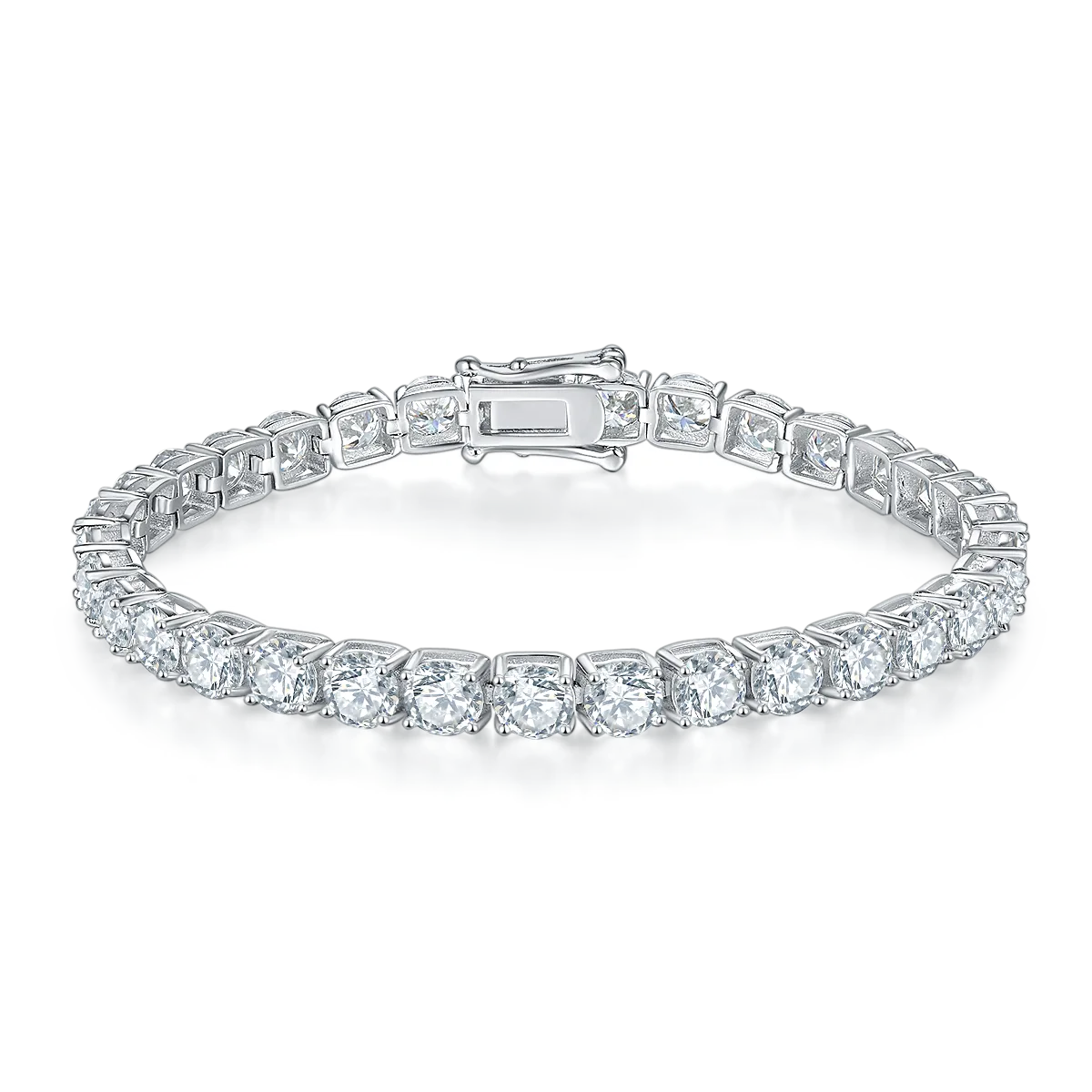 Classic Four-Prong Tennis Bracelet S925 Silver 18K White Gold Moissanite D