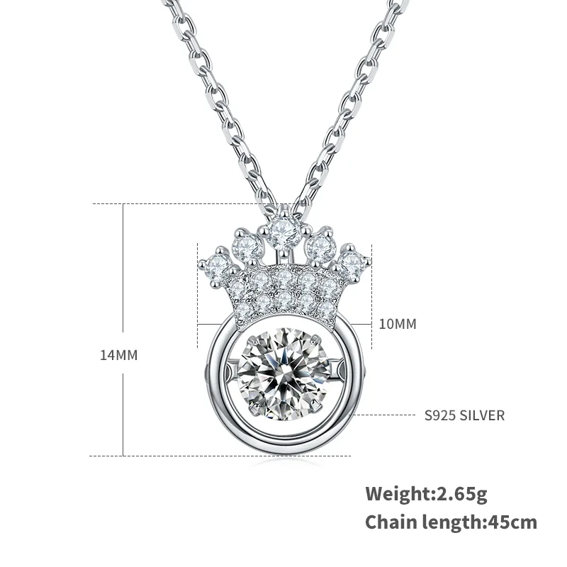 Spirit Crown S925 White-Gold-Plated Silver Moissanite Necklace 0.5ct D