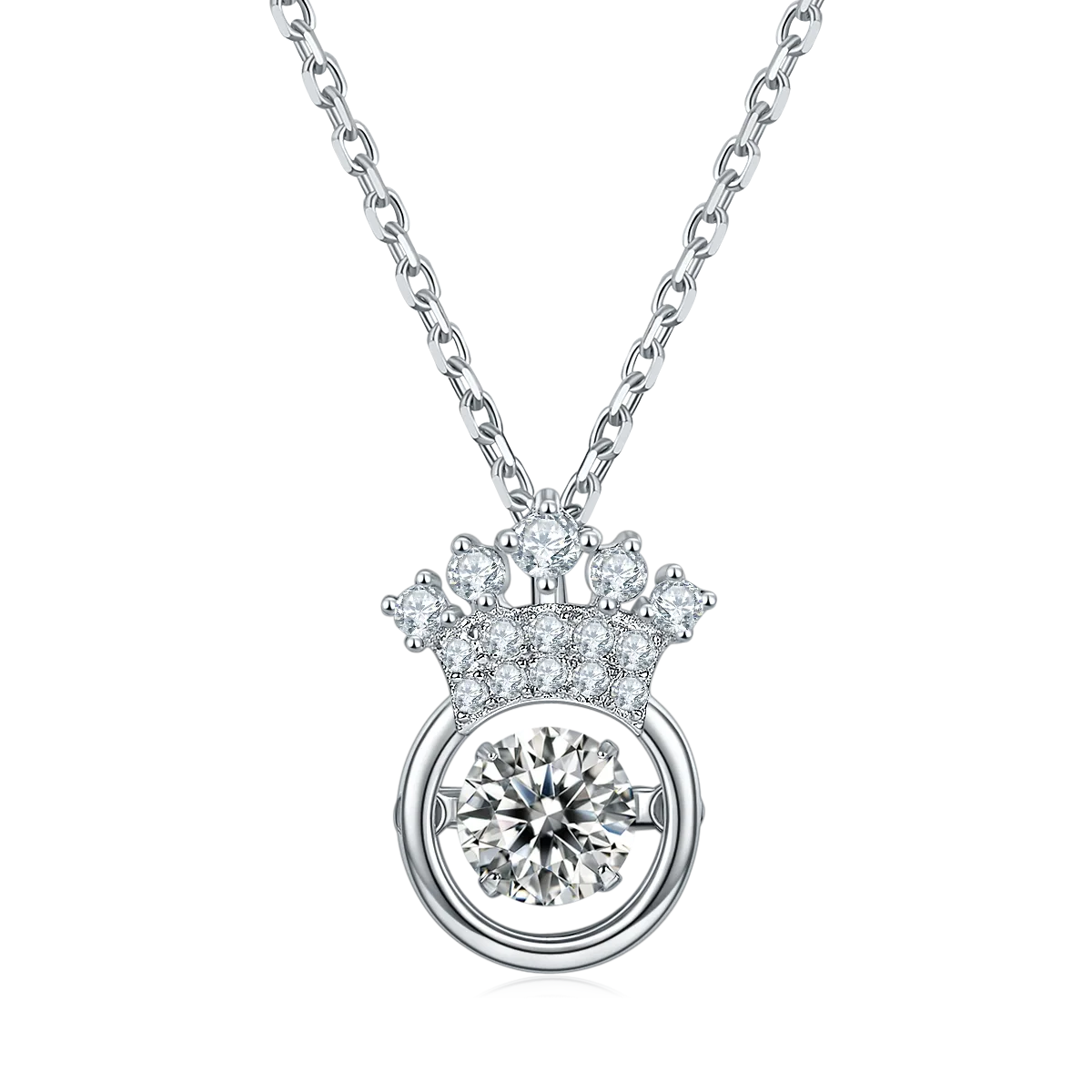 Spirit Crown S925 White-Gold-Plated Silver Moissanite Necklace 0.5ct D