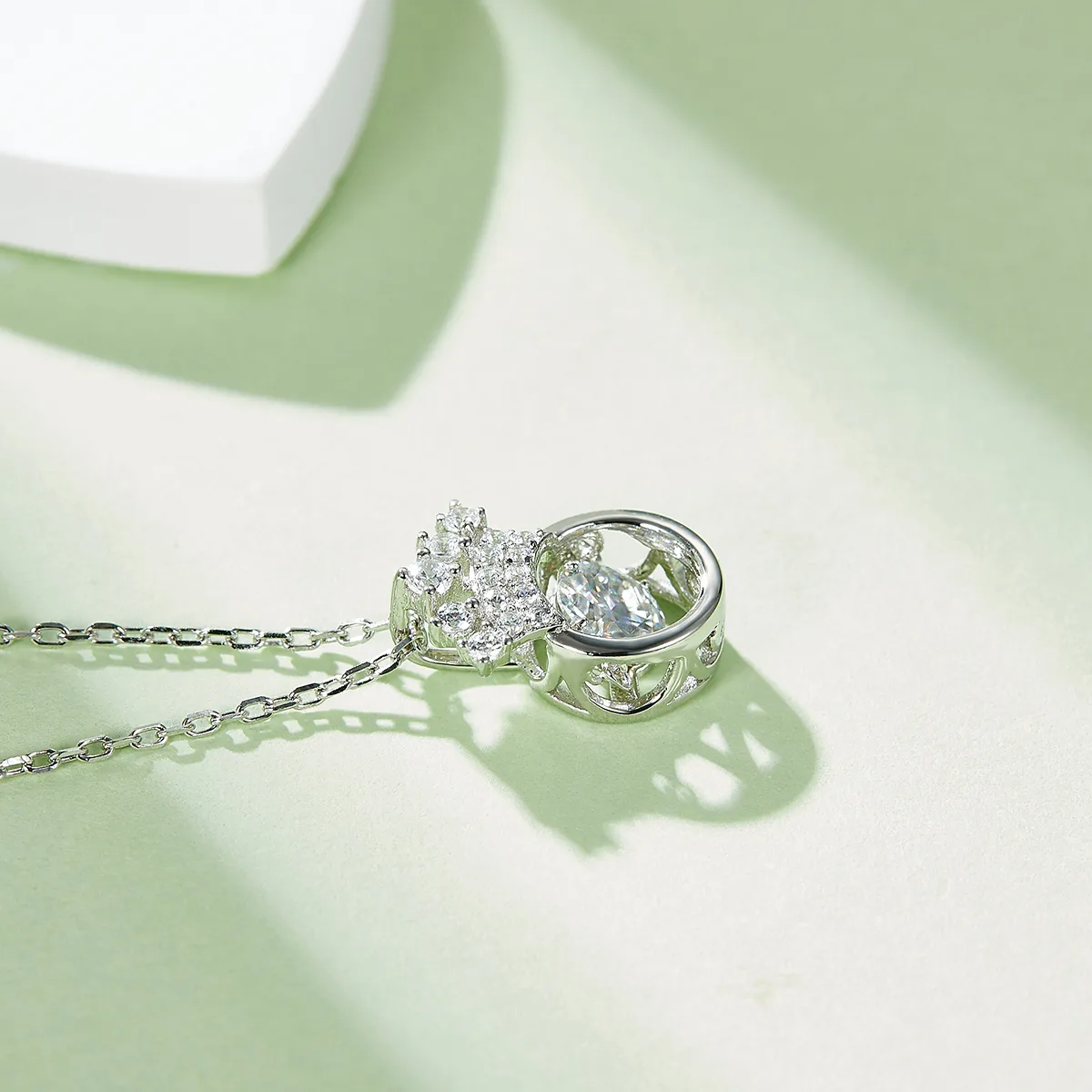 Spirit Crown S925 White-Gold-Plated Silver Moissanite Necklace 0.5ct D