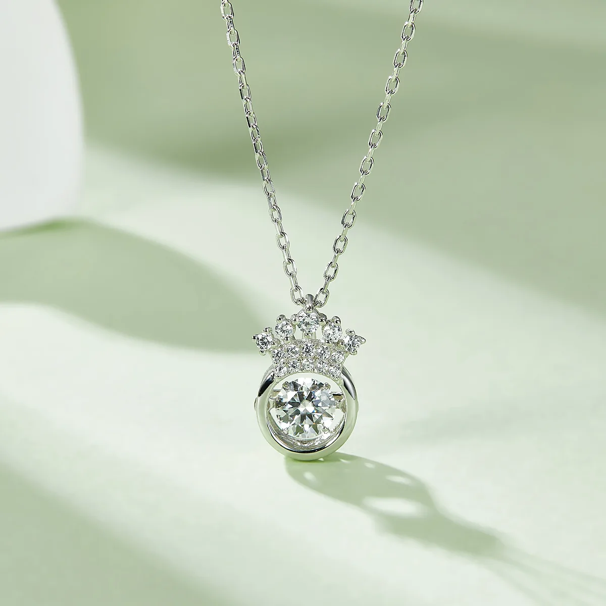 Spirit Crown S925 White-Gold-Plated Silver Moissanite Necklace 0.5ct D