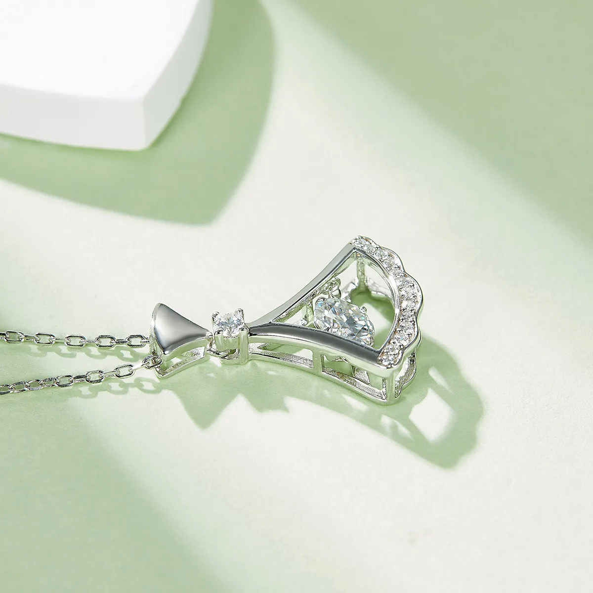 Spirit S925 White-Gold-Plated Silver Moissanite Necklace 0.5ct D - OLDM