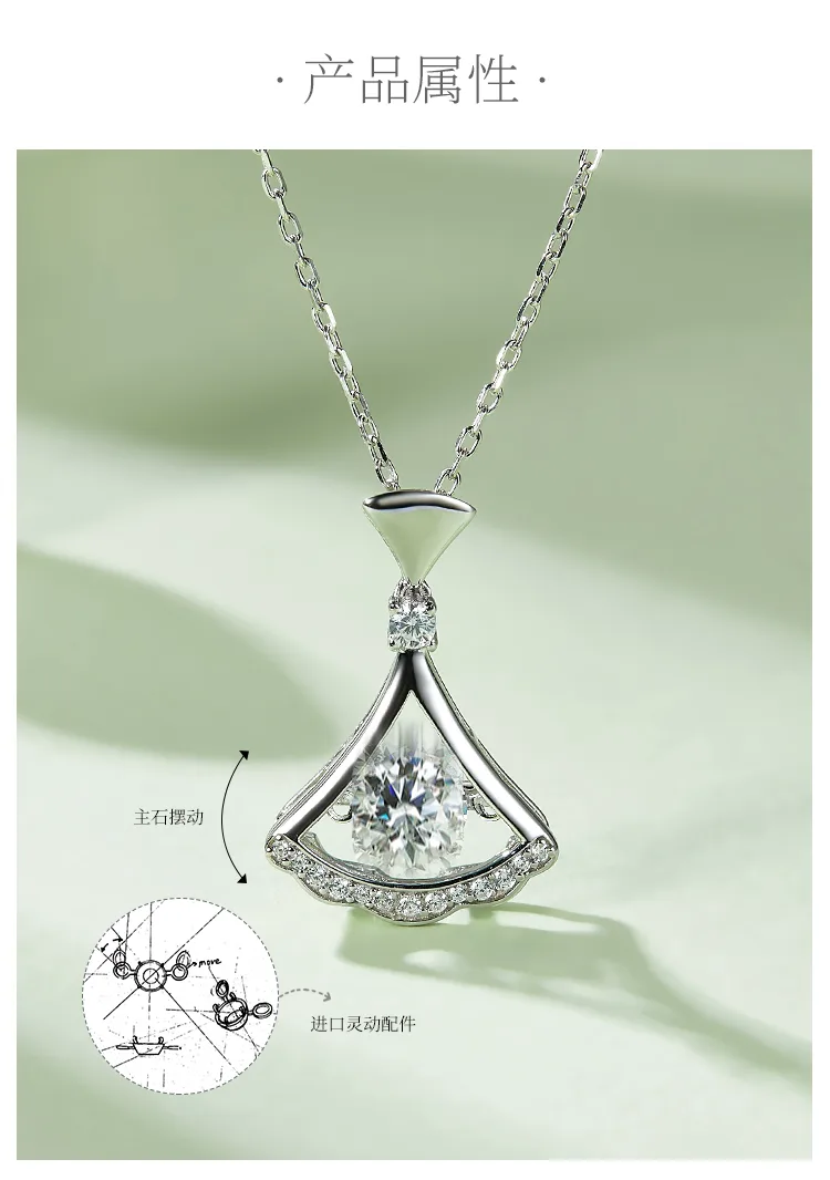 Spirit S925 White-Gold-Plated Silver Moissanite Necklace 0.5ct D detail 2