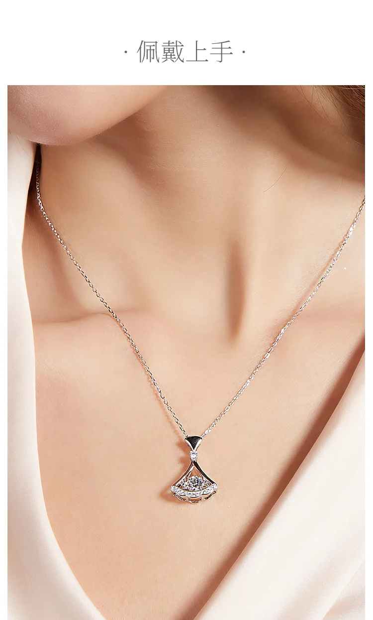 Spirit S925 White-Gold-Plated Silver Moissanite Necklace 0.5ct D detail 6