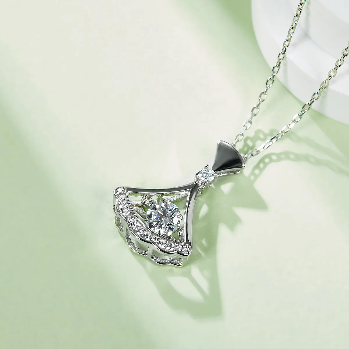 Spirit S925 White-Gold-Plated Silver Moissanite Necklace 0.5ct D - OLDM