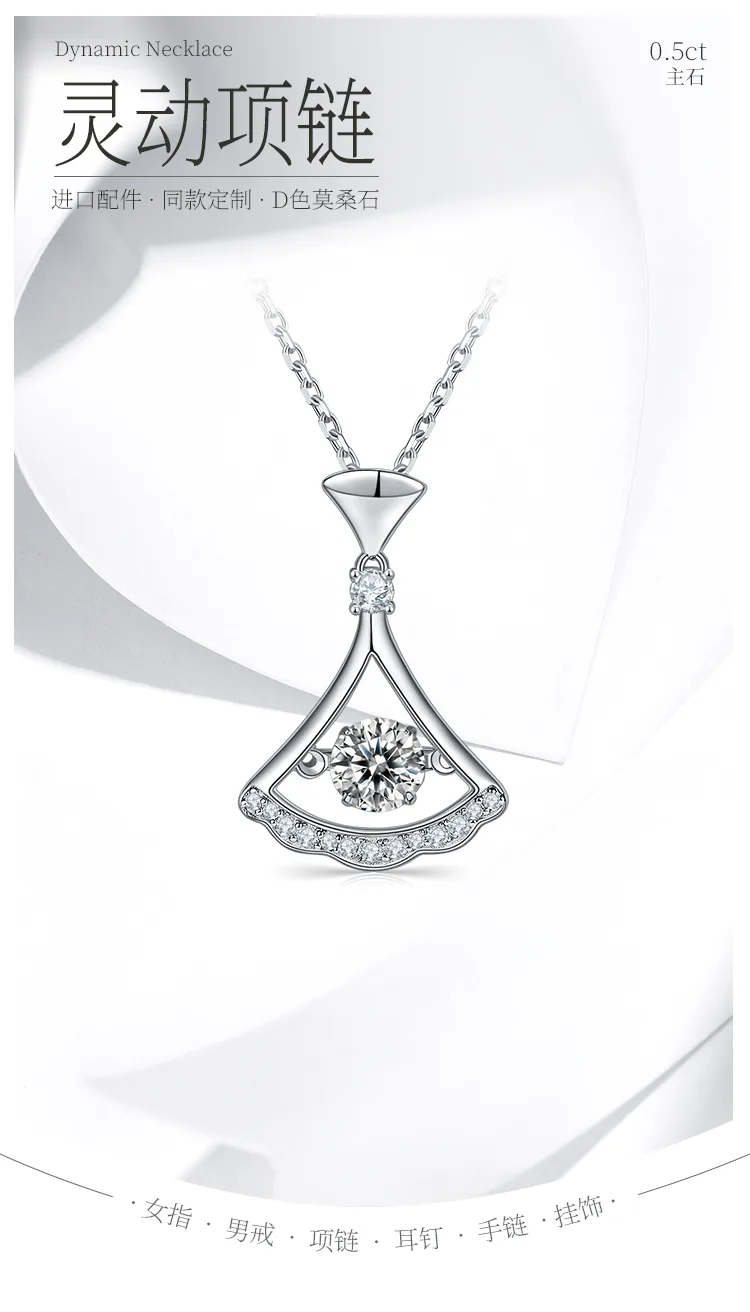 Spirit S925 White-Gold-Plated Silver Moissanite Necklace 0.5ct D detail 1