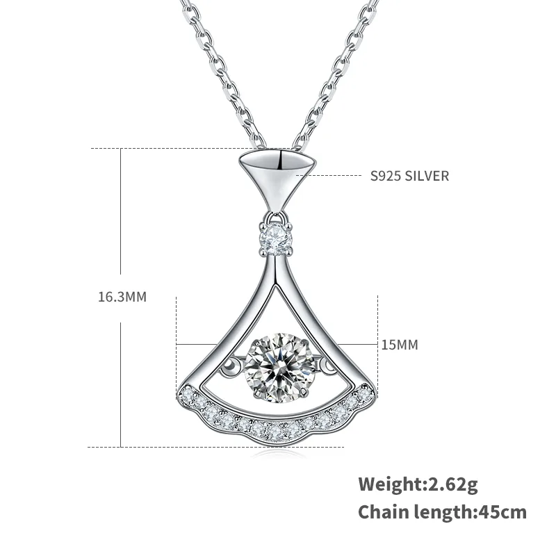 Spirit S925 White-Gold-Plated Silver Moissanite Necklace 0.5ct D - OLDM