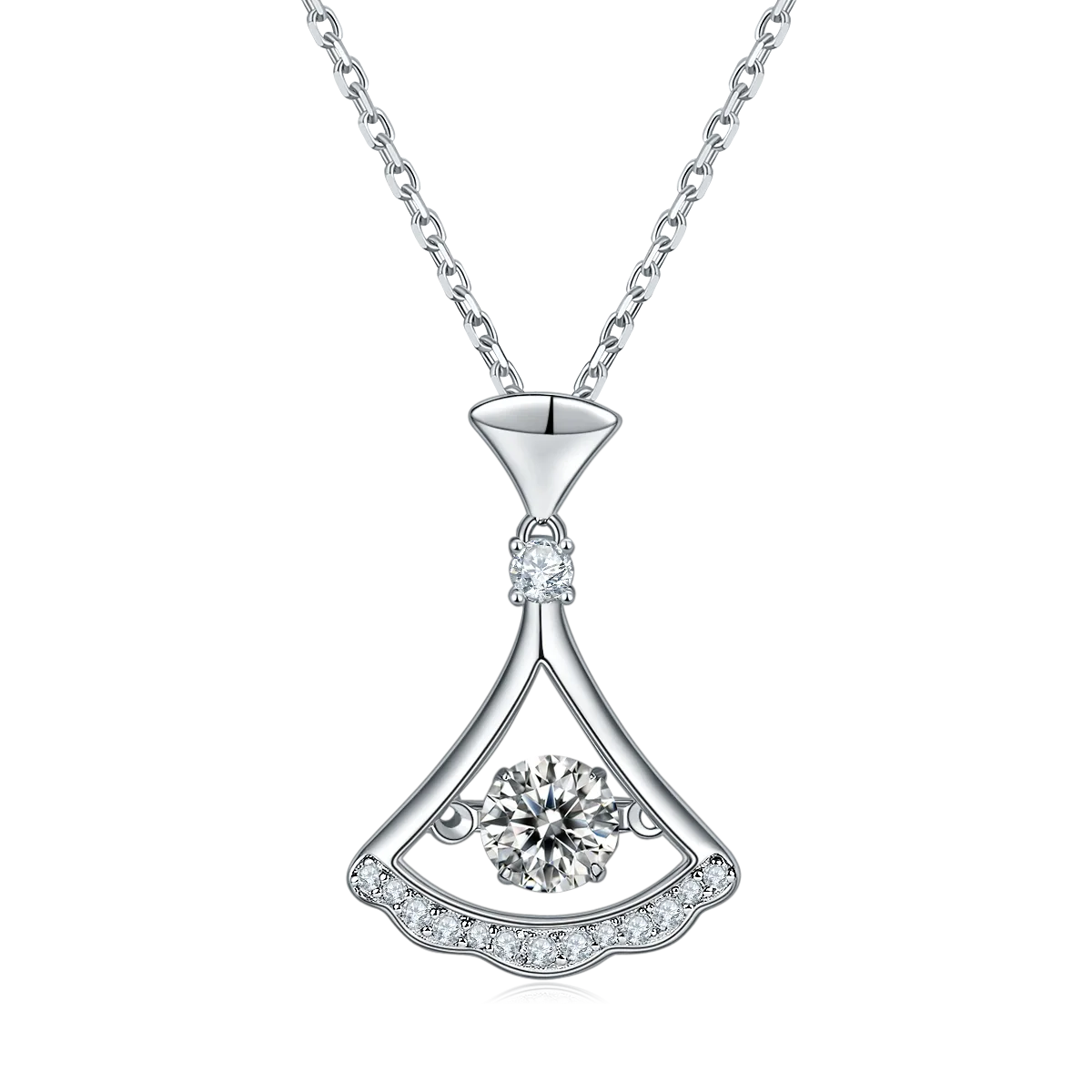 Spirit S925 White-Gold-Plated Silver Moissanite Necklace 0.5ct D - OLDM