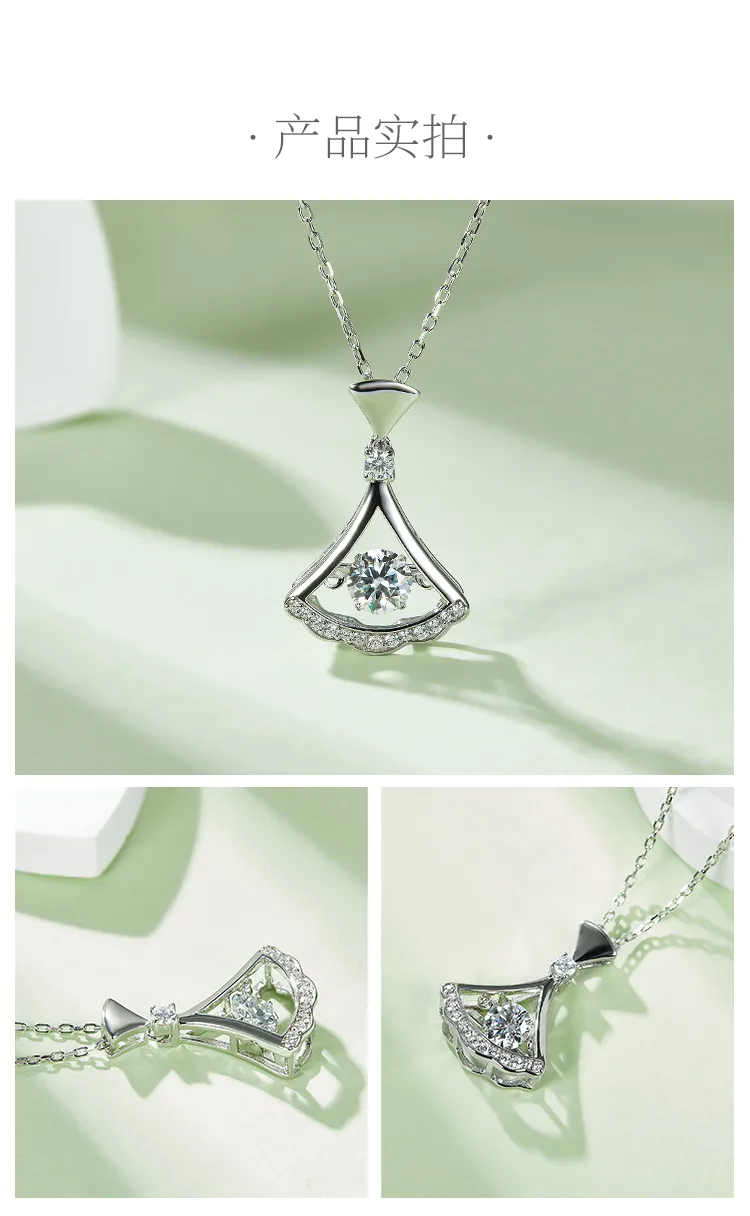 Spirit S925 White-Gold-Plated Silver Moissanite Necklace 0.5ct D detail 4