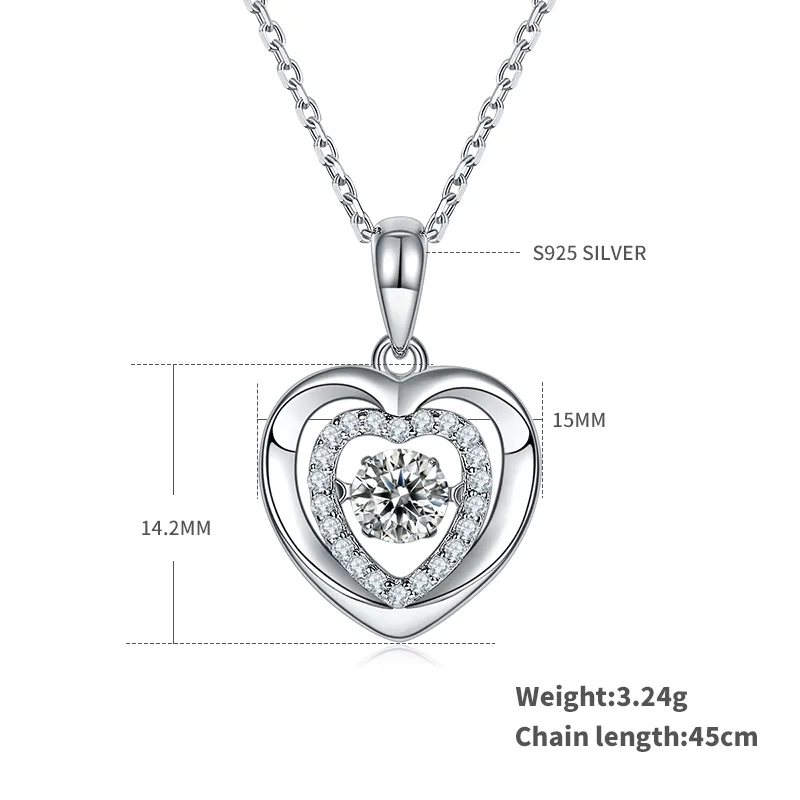Spirit S925 White-Gold-Plated Silver Moissanite Necklace 0.5ct D - OLDN