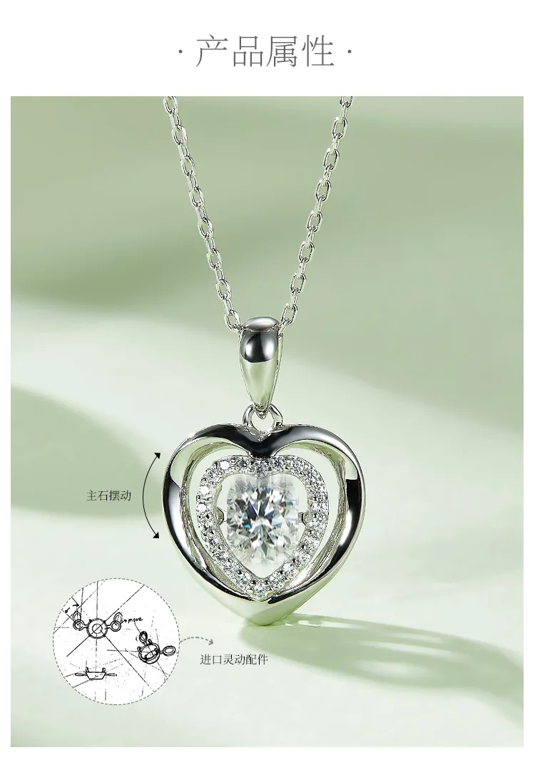 Spirit S925 White-Gold-Plated Silver Moissanite Necklace 0.5ct D detail 2