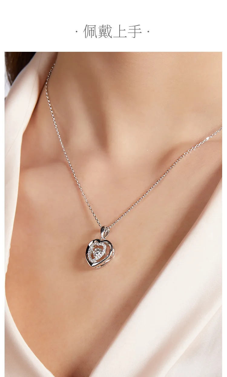 Spirit S925 White-Gold-Plated Silver Moissanite Necklace 0.5ct D detail 6