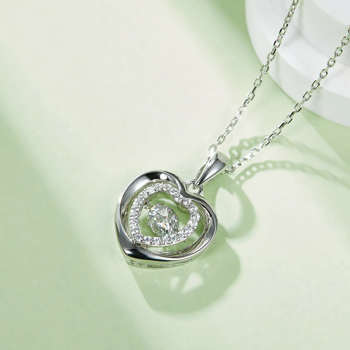 Spirit S925 White-Gold-Plated Silver Moissanite Necklace 0.5ct D - OLDN