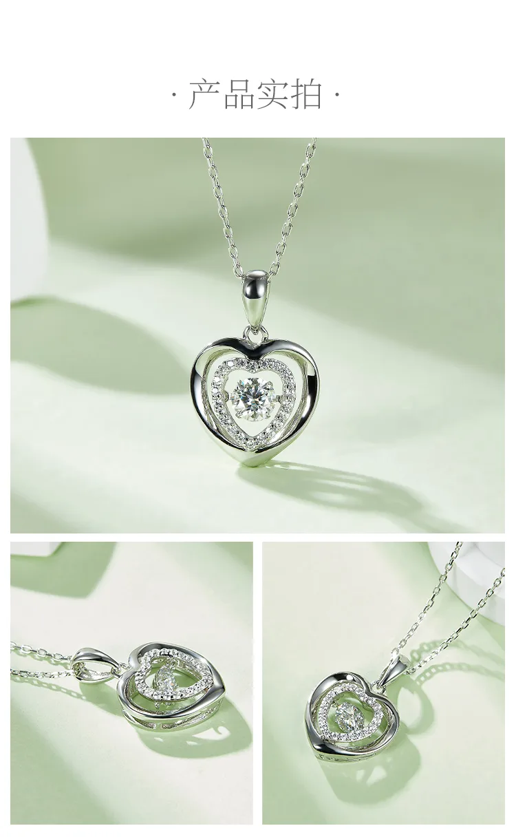 Spirit S925 White-Gold-Plated Silver Moissanite Necklace 0.5ct D detail 4
