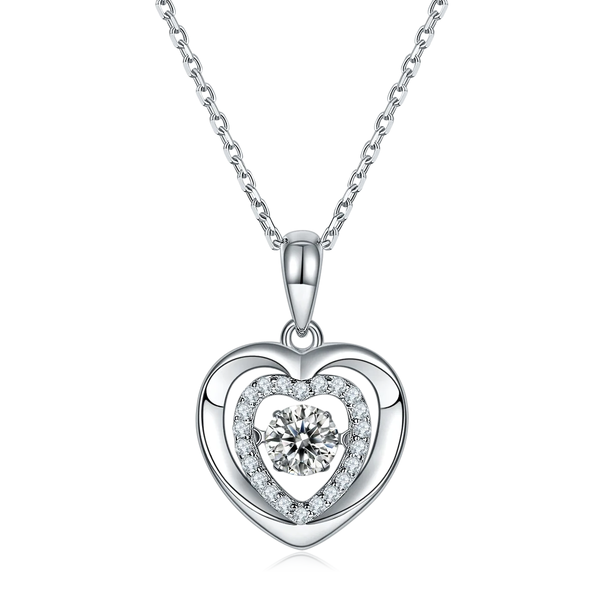 Spirit S925 White-Gold-Plated Silver Moissanite Necklace 0.5ct D - OLDN