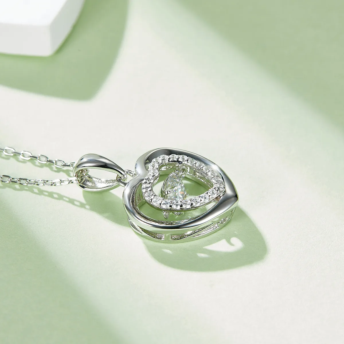 Spirit S925 White-Gold-Plated Silver Moissanite Necklace 0.5ct D - OLDN