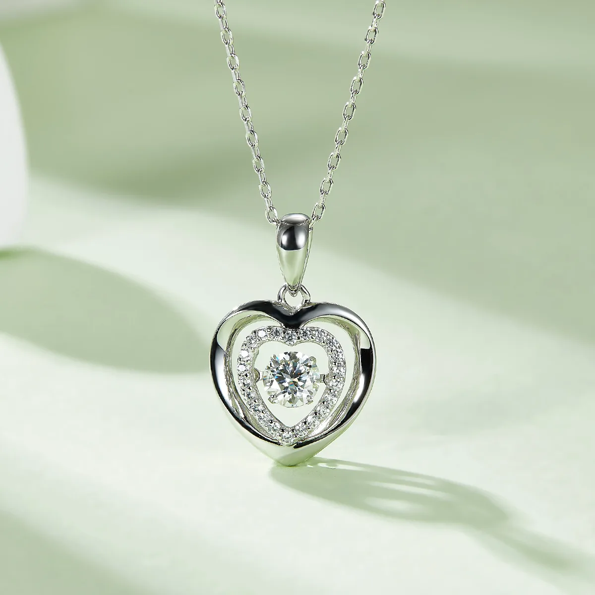 Spirit S925 White-Gold-Plated Silver Moissanite Necklace 0.5ct D - OLDN