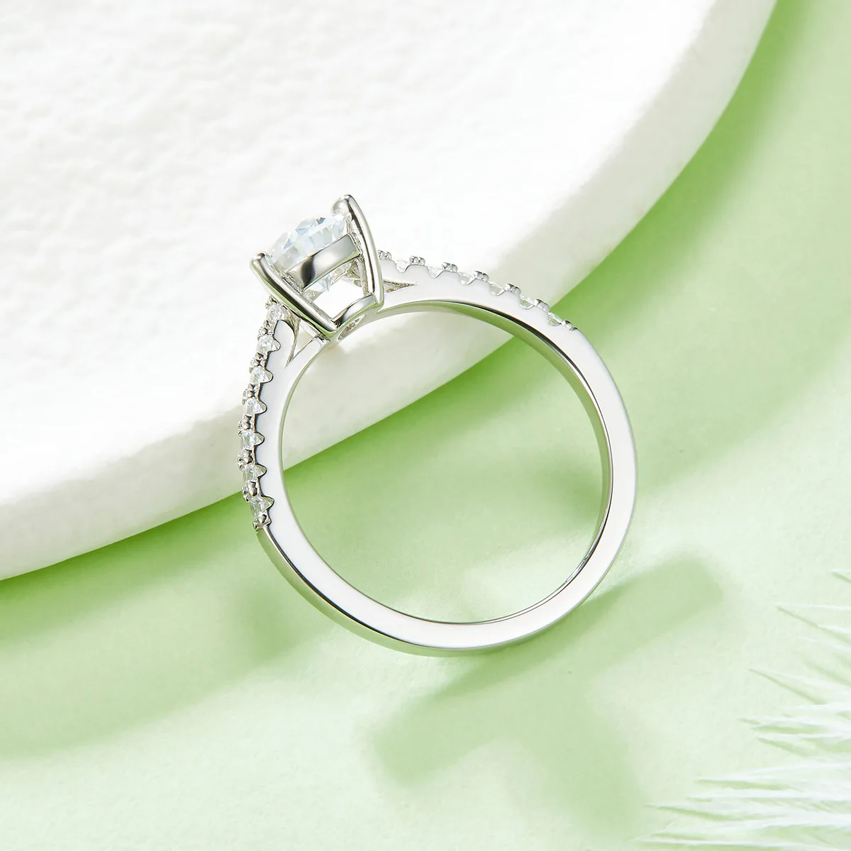 Micro-Pavé Pear S925 White-Gold-Plated Silver Moissanite Engagement Ring Women's Ring 1.0ct D