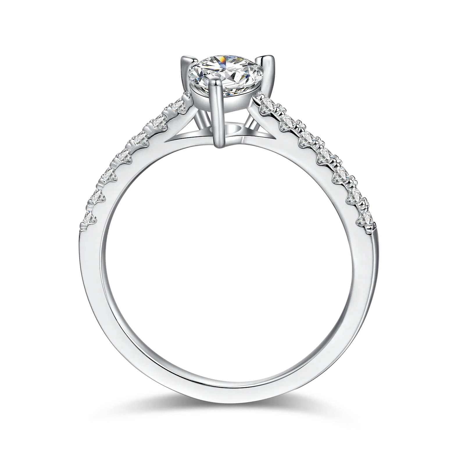 Micro-Pavé Pear S925 White-Gold-Plated Silver Moissanite Engagement Ring Women's Ring 1.0ct D