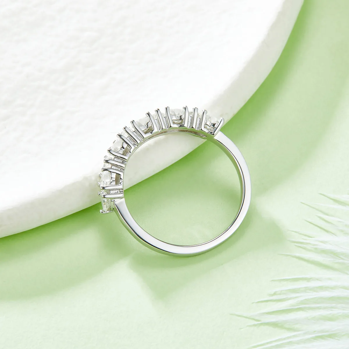 Heart Band Ring S925 White-Gold-Plated Silver Moissanite Confession Ring Women's Ring 1.0ct D