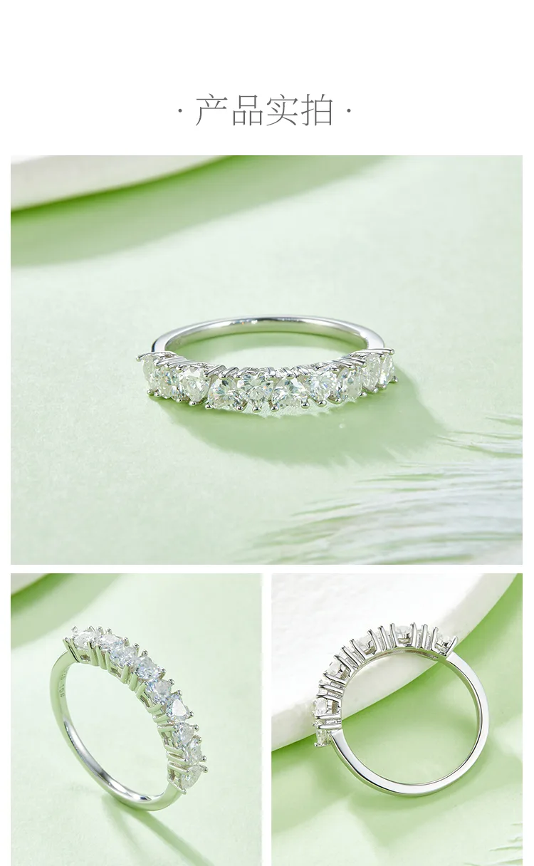 Heart Band Ring S925 White-Gold-Plated Silver Moissanite Confession Ring Women