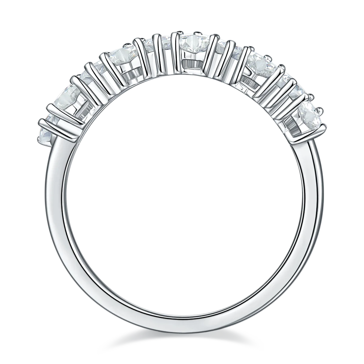 Heart Band Ring S925 White-Gold-Plated Silver Moissanite Confession Ring Women's Ring 1.0ct D